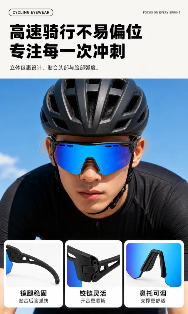 Cycling eyewear in close-up