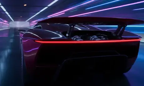 Seedance 2.5 sports car in a neon tunnel